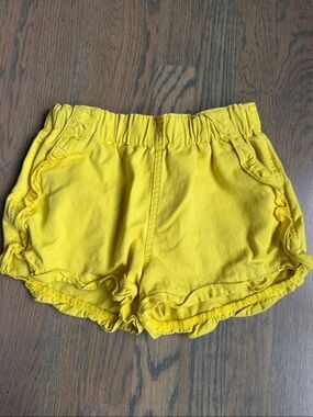 Bright Yellow Ruffle Trim Girls' Shorts
